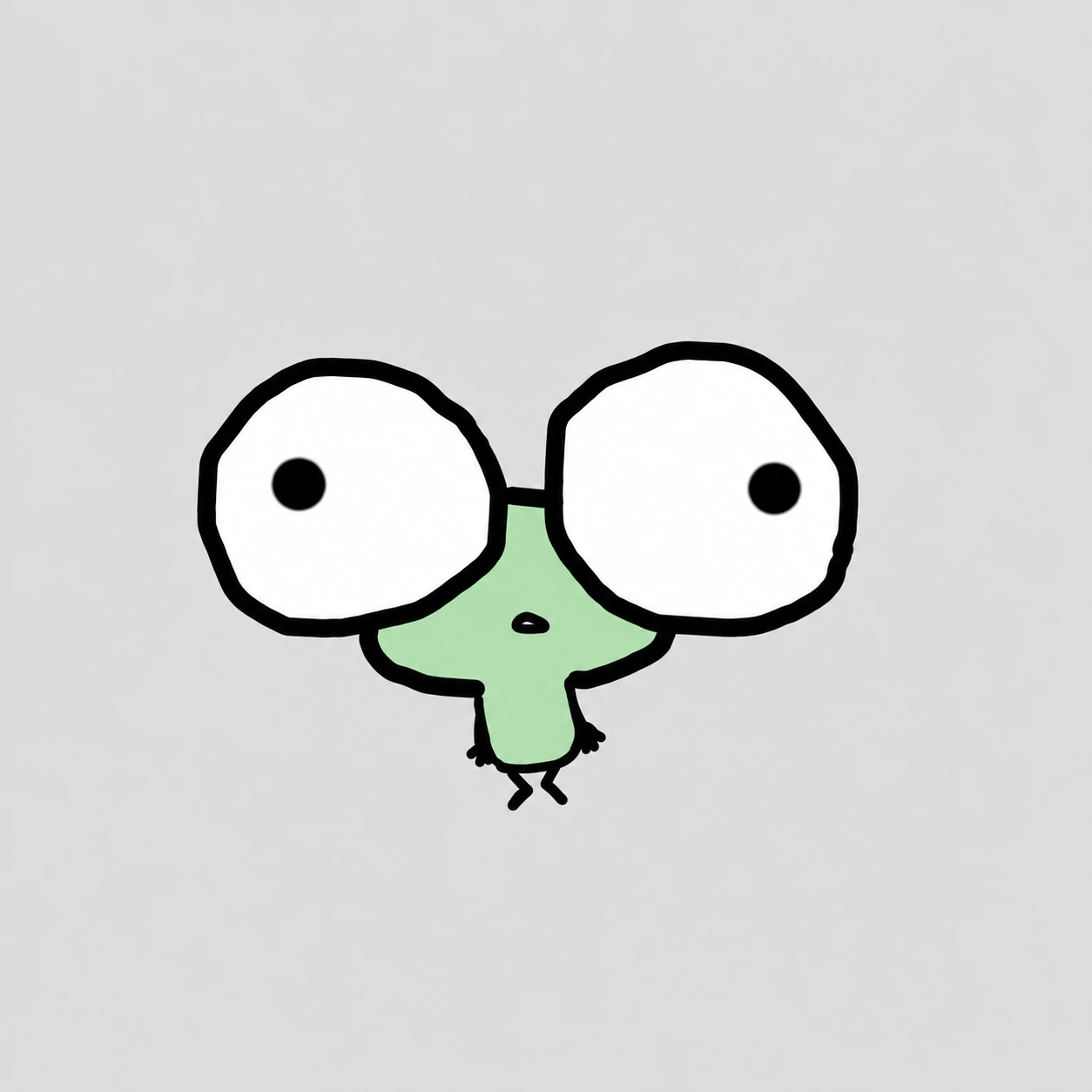 Frosh, small mint-green doodle with huge eyes